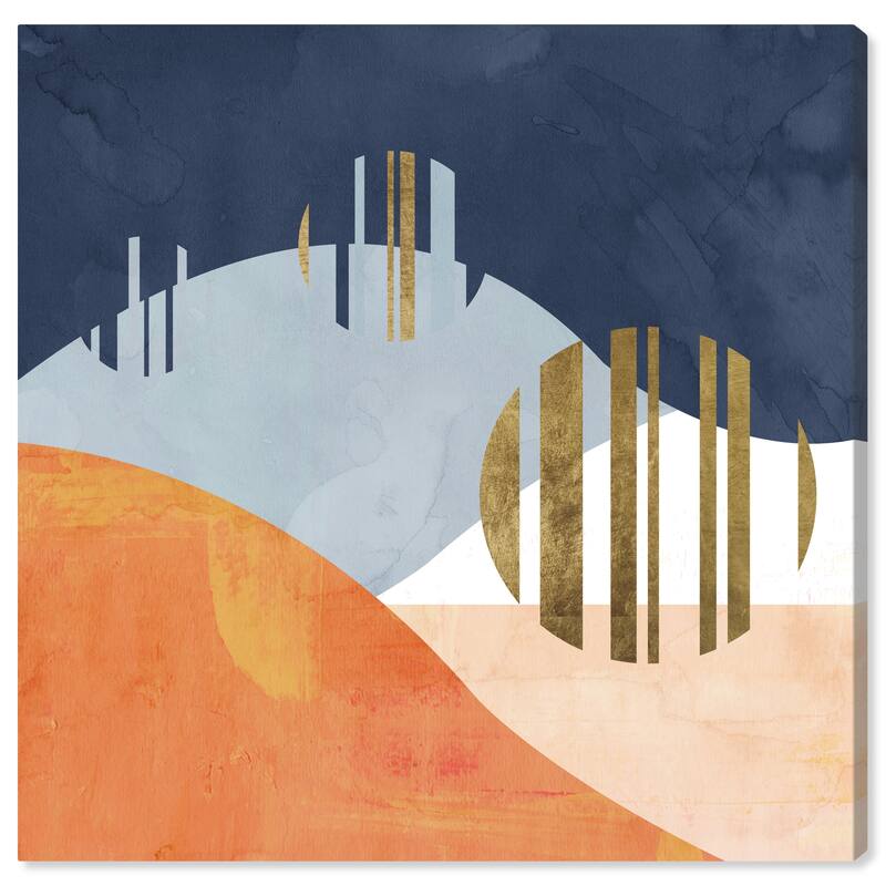 Wynwood Studio 'The Desert Night' Abstract Wall Art Canvas Print Geometric - Blue, Orange