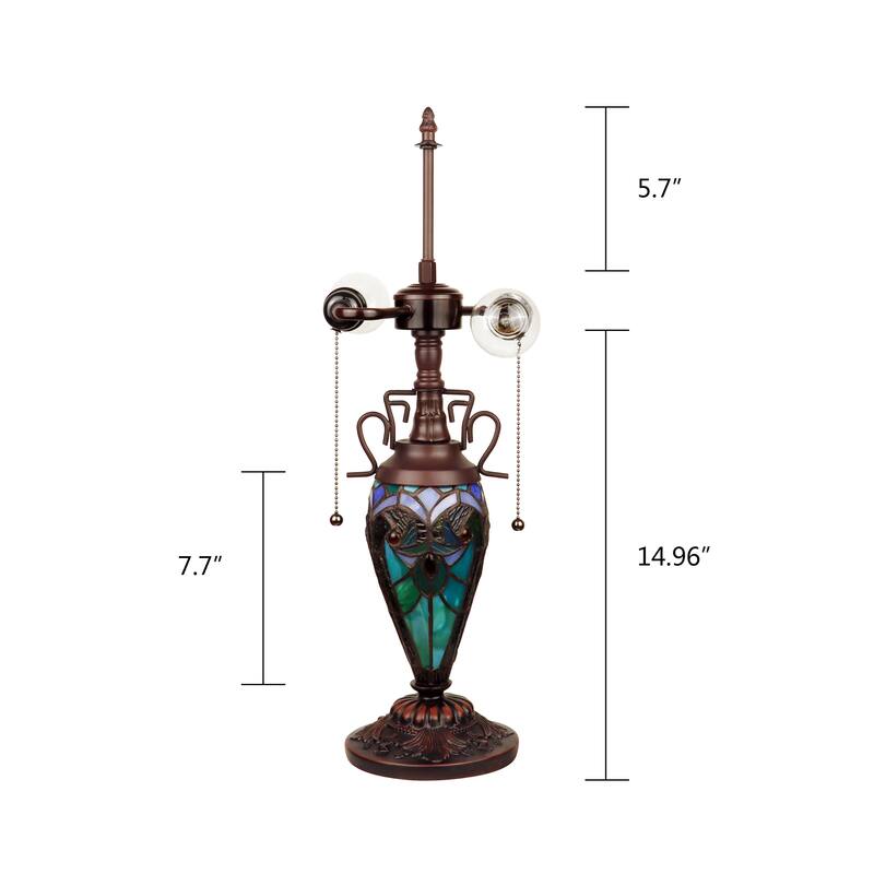 Tiffany Style Victorian Design 2+1-light Antique Dark Bronze Table Lamp