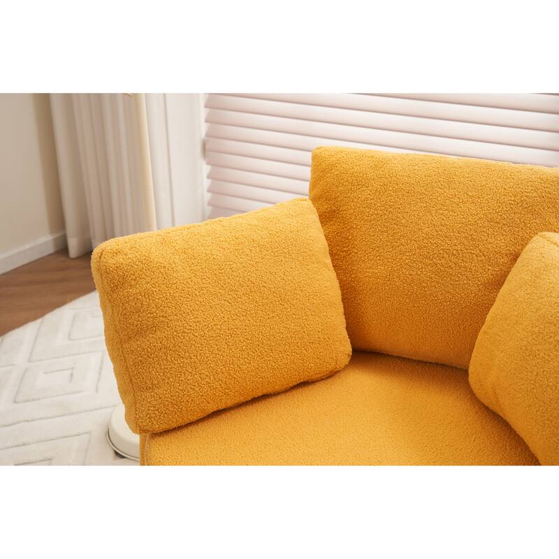 Teddy Fabric Swivel And Storage Chair With Back Cushion For Living Room