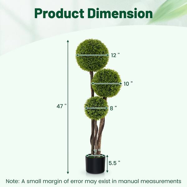 Gymax 4 FT Artificial Boxwood Topiary Ball Tree w/ Triple Ball Faux