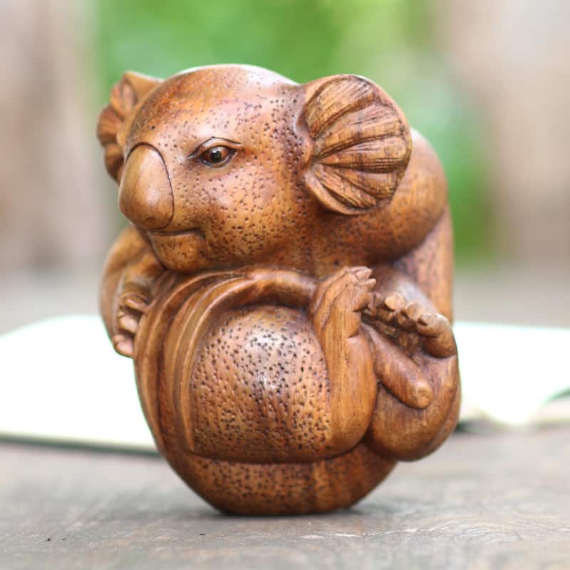 Novica Handmade Hungry Koala Wood Statuette
