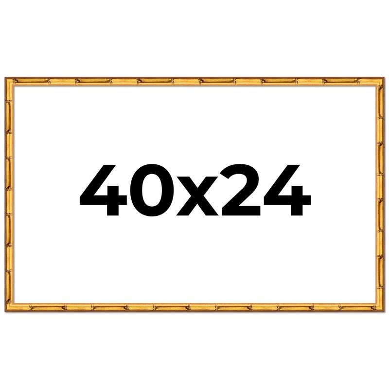 40x24 Frame Gold Bamboo Picture Frame Modern Photo Frame Includes UV Acrylic Shatter Guard Front Acid Free Foam Backing Board