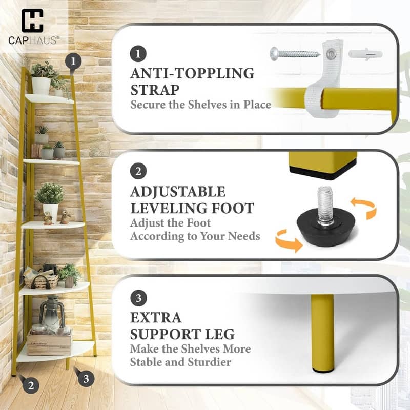 Corner Shelf Stand - 17.7"D x 17.7"W x 70"H