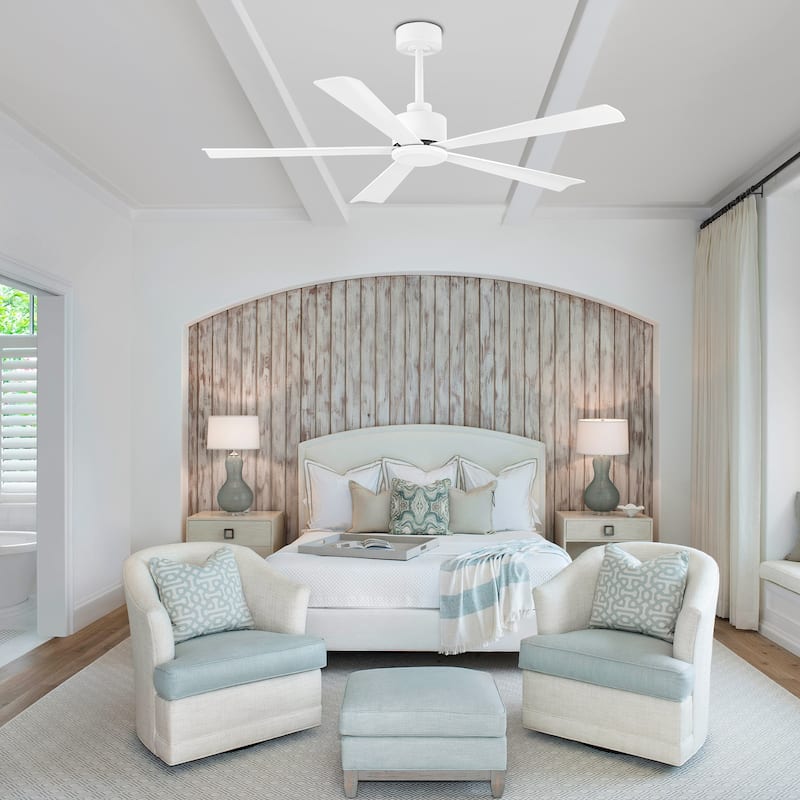 52-Inch Black/White Ceiling Fan with Remote Without Light(5-Blade)
