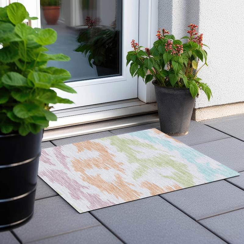 Machine Washable Indoor/ Outdoor Chantille Global Boho Rug - White - 1'8" x 2'6"