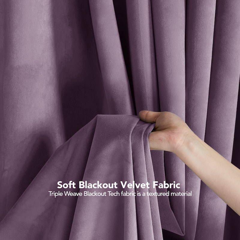 Deconovo Velvet Blackout Curtains, 2 Panels, Thermal Insulated