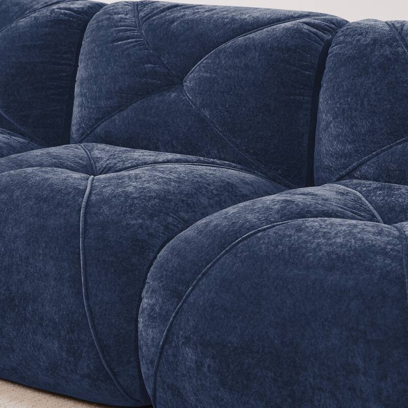 Roomfitters 114 Inch Modular Floor Sofa, Fluffy Plush Sectional with Ottoman, Chocolate