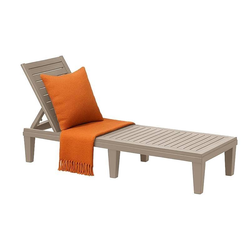 Adjustable 5-Position Reclining Sun Lounge Chair with Wood Texture Design - UV-Protected, Weatherproof Polypropylene Resin