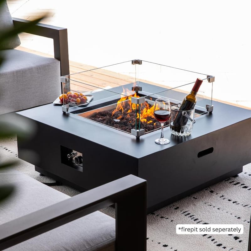 Outdoor Ashton Fire Pit Square Wind Screen 22" x 22" - 22-in L x 22-in W x 7.7-in H