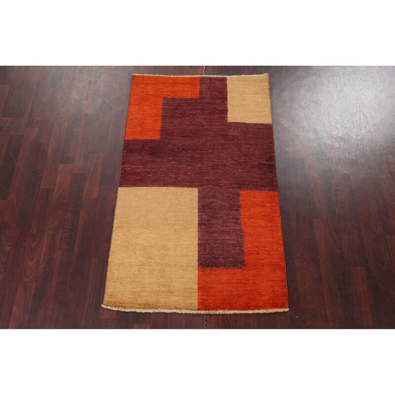 Contemporary Gabbeh Kashkoli Area Rug Wool Hand-knotted Office Carpet - 3'0" x 5'1"