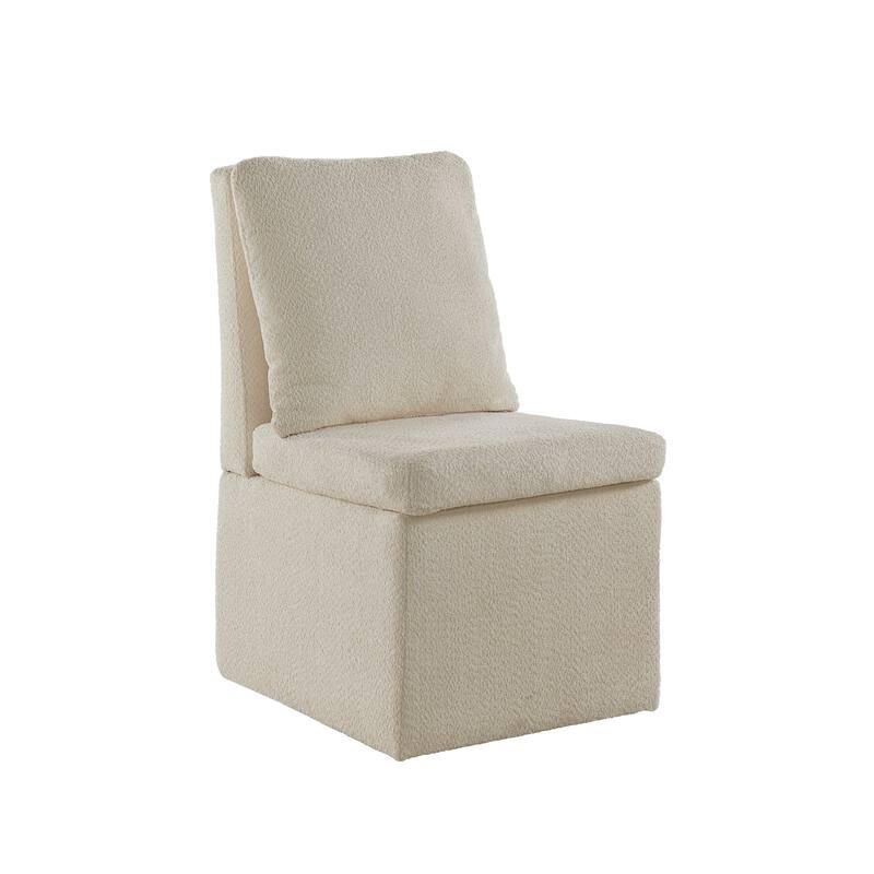 Gowanus Boucle Parson Dining Chair with Casters by iNSPIRE Q Classic - Ivory