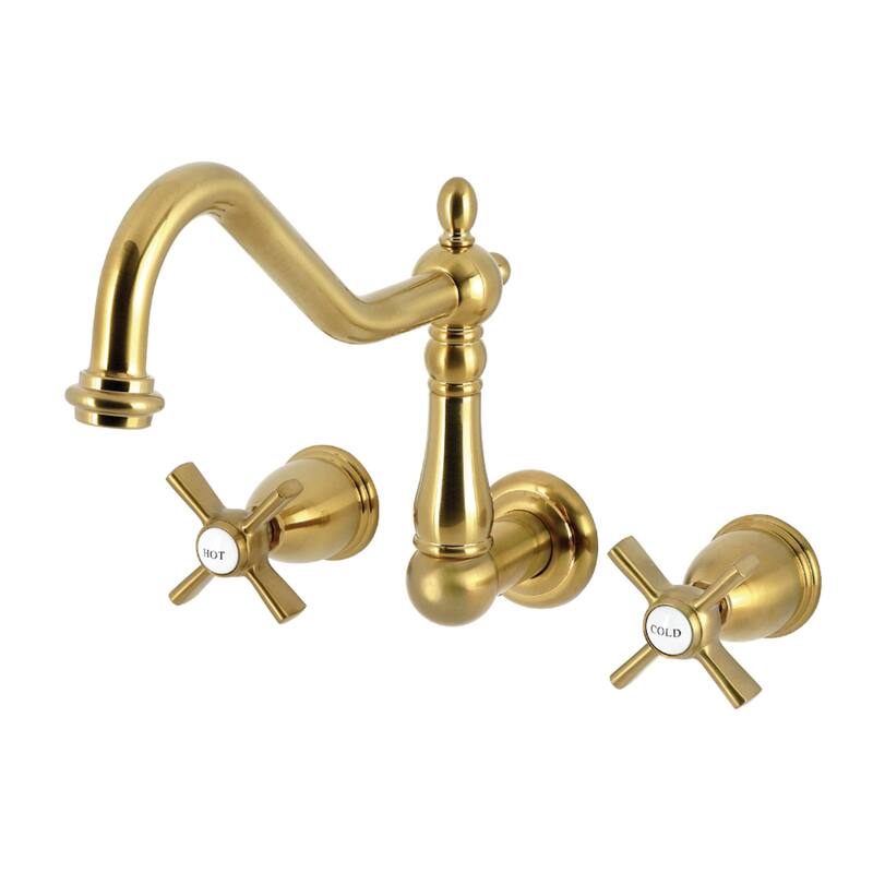 Kingston Brass Millennium Two-Handle Wall Mount Roman Tub Faucet - Brushed Brass