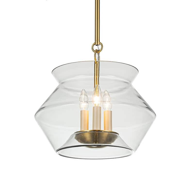 30in Brass Mason Jar Geometric Clear Glass Shade Kitchen Pendant