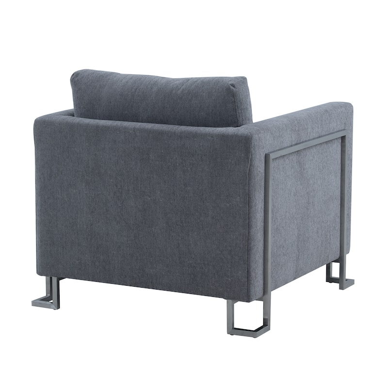 Heritage Fabric Accent Chair with Brushed Stainless Steel Legs