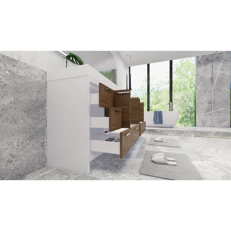 Dove 84'' Freestanding Vanity with Double Reinforced Acrylic Sink