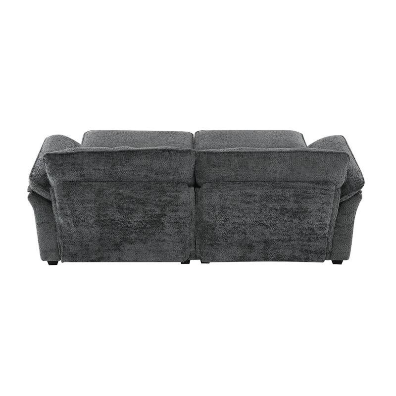4 Seat Gray Chenille Modular Convertible Sectional Sofa Bed Set, 81x55x32 inches, 143 lbs