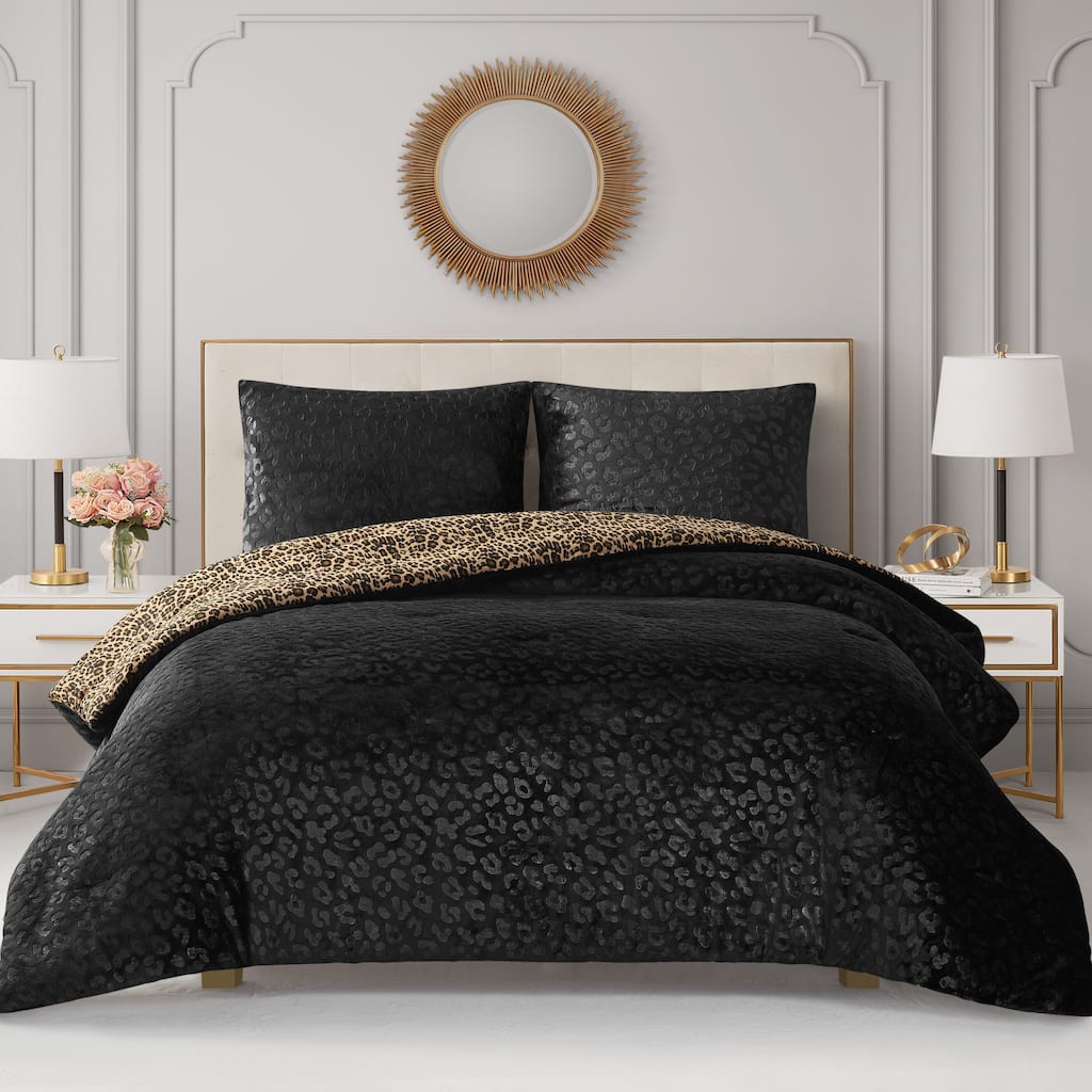 Juicy Couture Embossed Leopard With Royal Leopard Comforter Sets