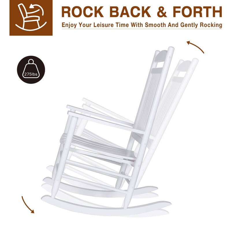 VEIKOUS 3-Piece Outdoor Rocking Chair Set with Folding Table for Patio and Porch