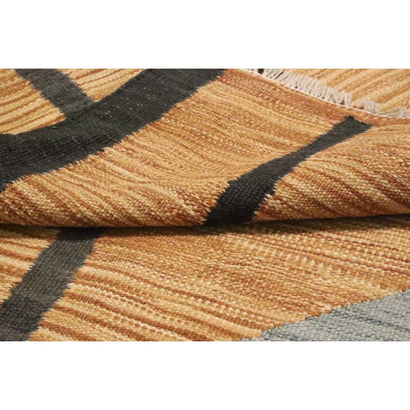 Hand Woven Oriental 100% Wool Carpet Southwestern Modern Multi-Colored Kilim Area Rug - 8' 7'' X 6' 1''
