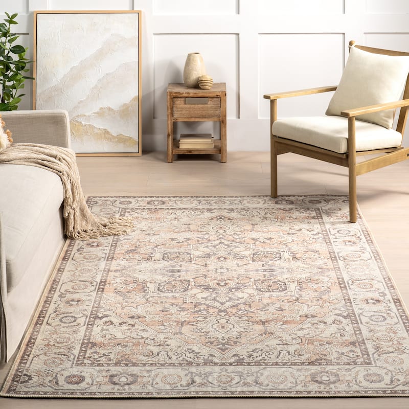 Nuloom Green Haven Collection Mylah Recycled Cotton Machine Washable Area Rug