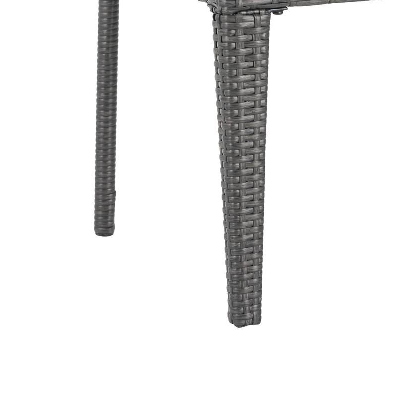 Roomfitters Set of 2 Stackable Outdoor Dining Chairs, Diamond-Mesh PE Wicker with Iron Frame