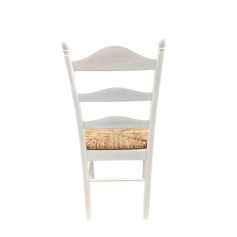 Woven Seat Solid Ladder Back Dining Chair - 38" - White