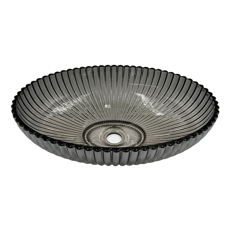 Lucine 21" Oval Decorative Crystal Vessel Sinks With White Base