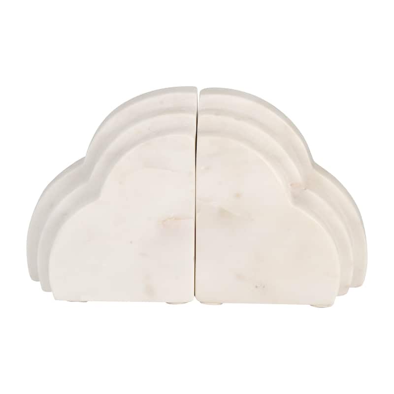 Modern Marble Rainbow Bookends for Home Library Decor - 6", White - 6.0"