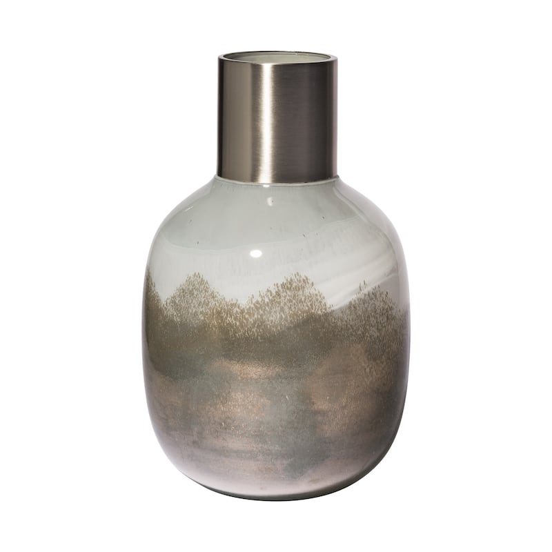 Brown Cylinder Crystal Glass Table Vase Modern Decorative Accent