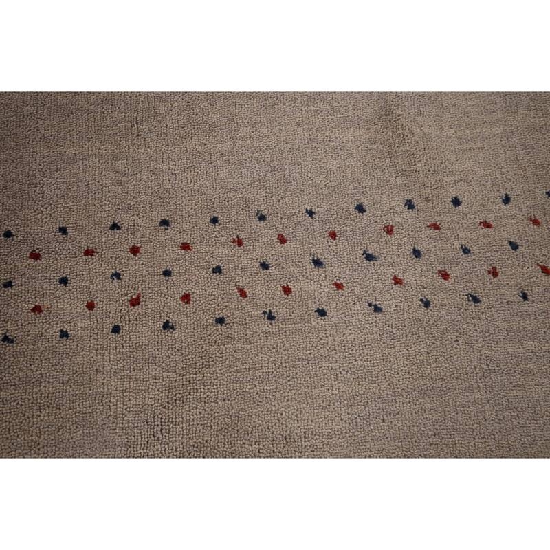 Gabbeh Oriental Area Rug Hand-Knotted Beige Tribal Wool Carpet - 6'7"x 9'9"