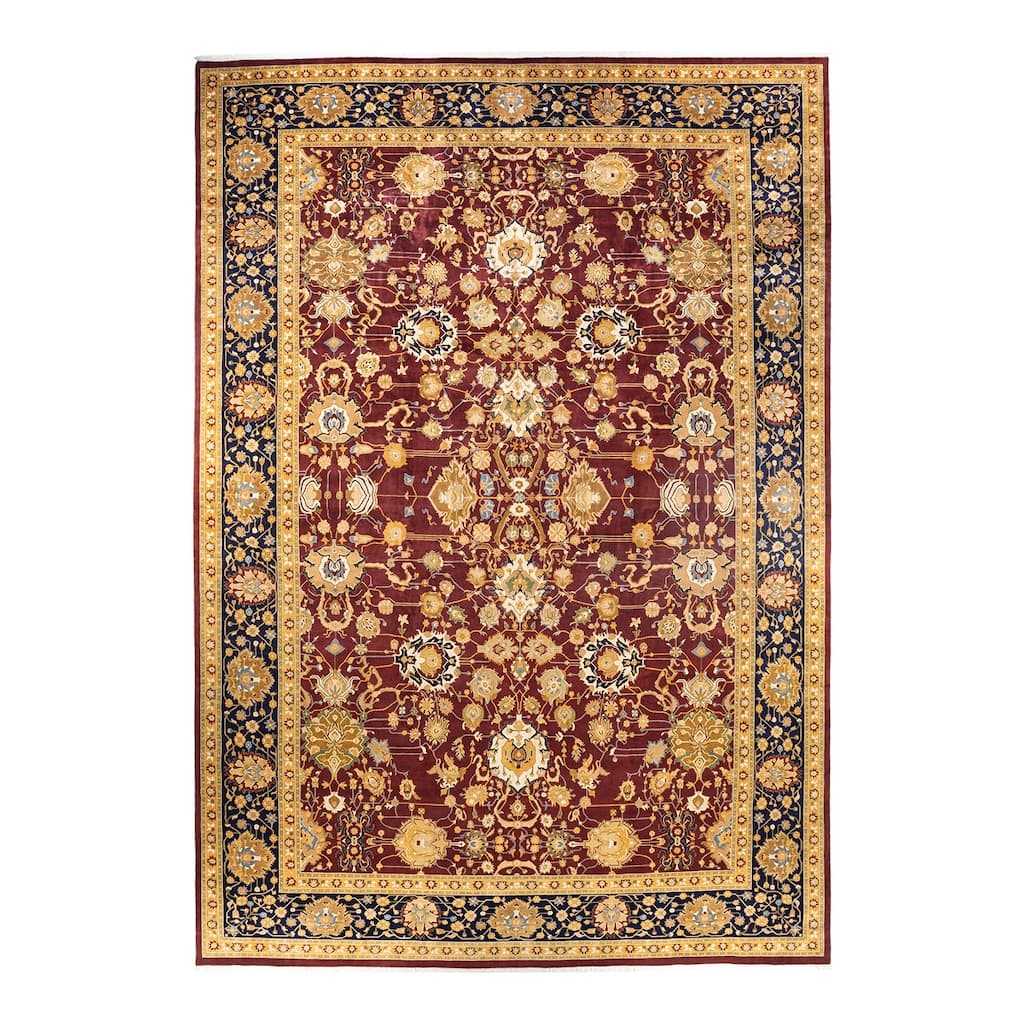 Overton Hand Knotted Wool Vintage Inspired Traditional Mogul Red Area Rug - 12' 0" x 18' 0"