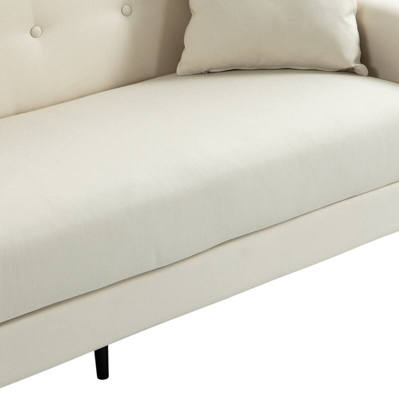 Mid-Century 63-Inch Linen Tufted Loveseat Sofa with Pillows