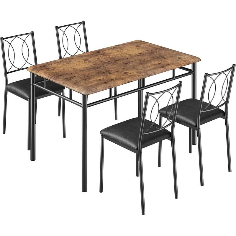 Kitchen Dining Table Set with Upholstered Chairs for 4