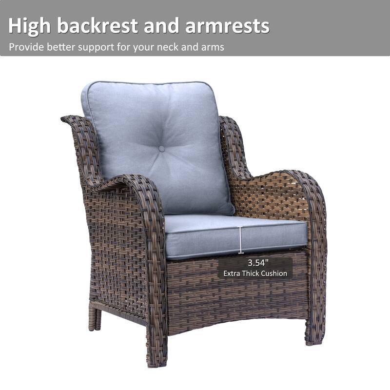 4 Piece Outdoor High Back Wicker Patio Conversation Furniture Sets