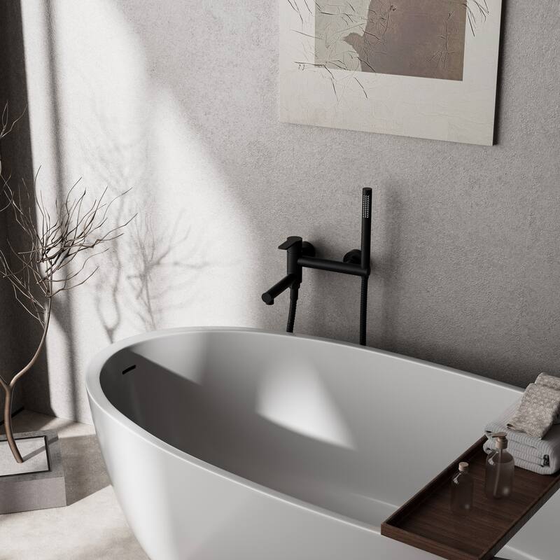 Modland Wall-Mounted Bathtub Faucet with Hand Shower, NSF Certified, 1.59GPM Flow, 90 Rotatable, Gold/Black