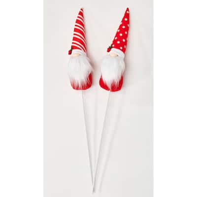 13" Christmas Gnome on 17" Stick, Set of 2 - Multicolor