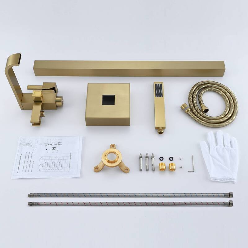 Floor Mount Waterfall Bathtub Faucet With Hand Shower, Single Handle Freestanding Bathroom Tub Filler Trim With Handheld