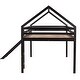 preview thumbnail 8 of 7, Espresso Full Size Elegant Solid Pine Wood Loft Bed with Slide, Guard Rails, House Shaped Roof, Sturdy Frame