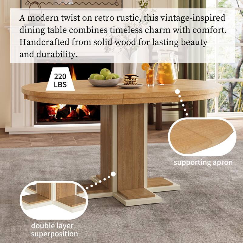 42-58 inch Extendable Oval Table with 16" Leaf, Seats for 6, 2 Colours
