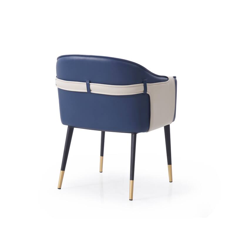 Modrest Calderon Blue & Beige Bonded Leather Dining Chair