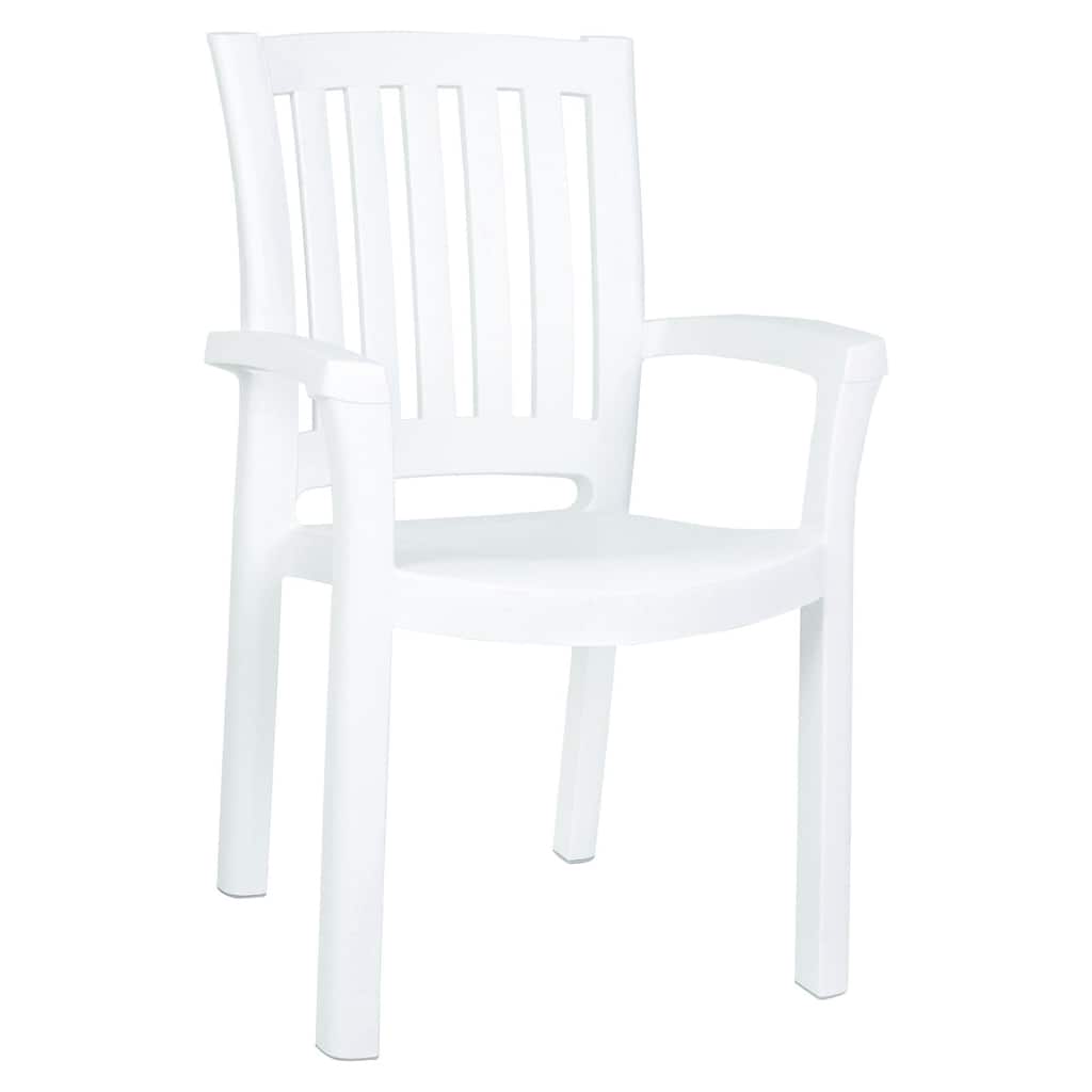 35.5" White Resin Solid Stackable Weather Resistant Dining Arm Chair