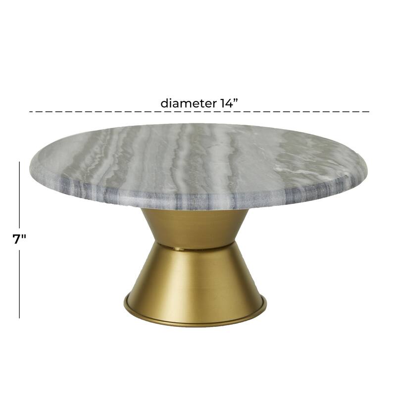 Ceramic Cake Stand with Gold Base - White or Gray - CosmoLiving by Cosmopolitan