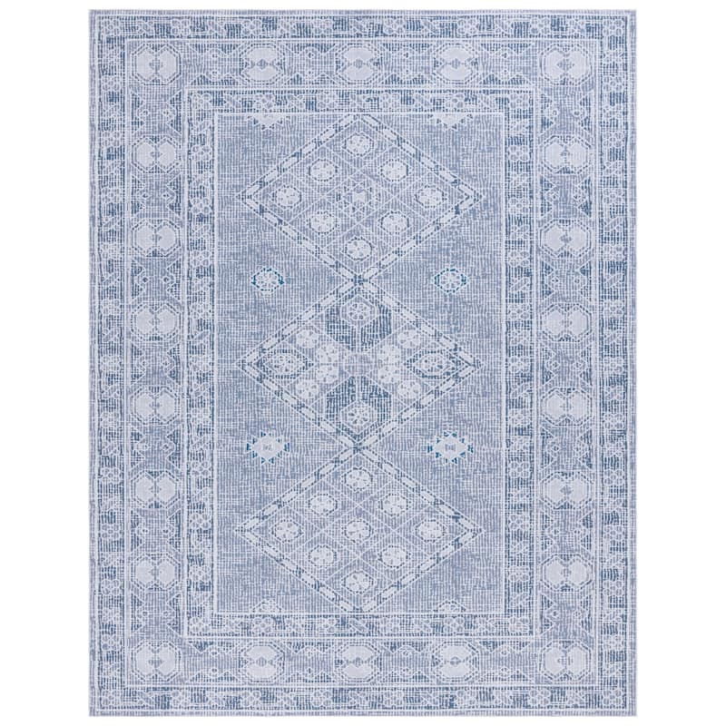 SAFAVIEH Tucson Machine Washable Slip Resistant Lotta Traditional Rug - 8' x 10' - Grey/Ivory