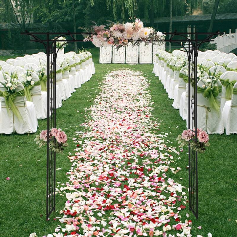 Black Matte Iron Garden Arch for Climbing Plants Vines Roses Backyard or Outdoor Decor - 58.3" x 16.1" x 85"