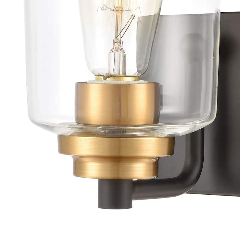 1-Light Cylindrical Shade Vanity Light Fixture - 8" - Black and Brass Finish