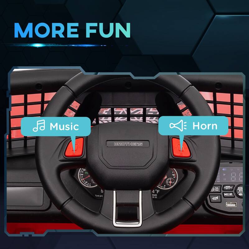 12V Ride-On Truck for Kids with Parent Remote, Music, Horn, Suspension, LED Lights, and Adjustable Speed for Ages 3-6