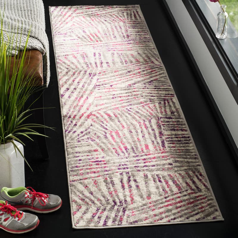 SAFAVIEH Skyler Katheryn Modern Rug - 2' x 8' Runner - Grey/Pink