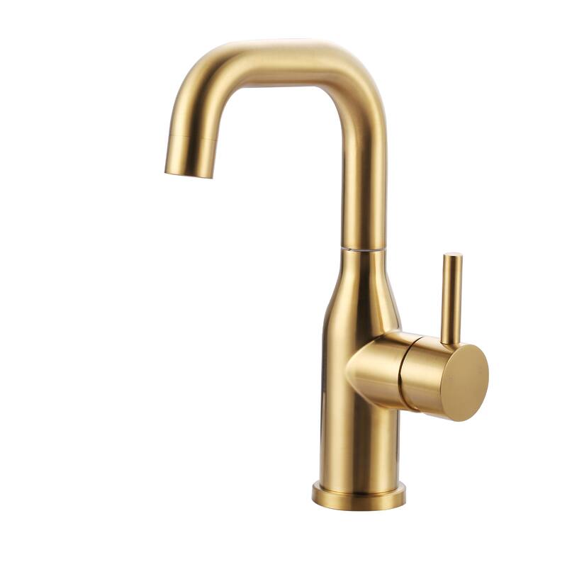 WOWOW Single Handle Bar Faucet With Swivel Spout - Brushed Gold