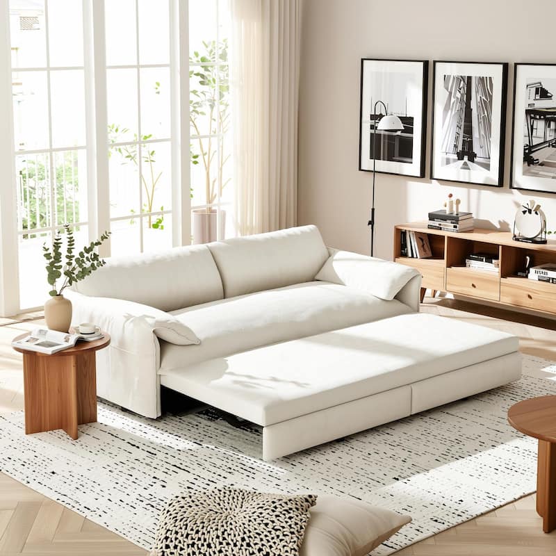 Homy Casa 66" Queen Pull-Out Sofa Bed with Storage, Velvet Loveseat, Designed for Everyday Living Work, Relax, Sleep