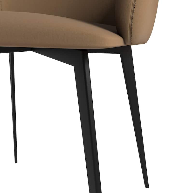 Sonnet Dining Chair with Upholstered Seat and Arms in Black Metal by LeisureMod